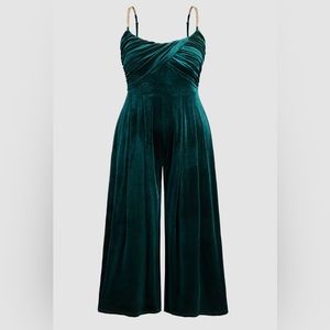 Cider Curve and Plus Teal Velvet Jumpsuit - 3XL